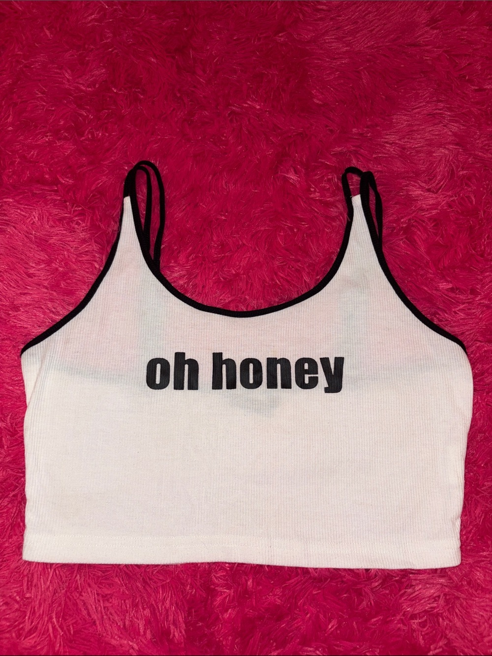SHEIN White Ribbed Tank with Black Trim